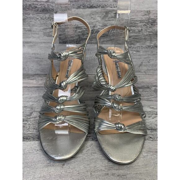 Charles David Womens Silver Strappy High Heel Sandals Size 9.5M - Picture 2 of 8